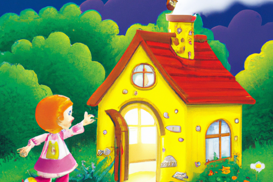 illustration that captures the magical moment when Sammy discovers the hidden cottage