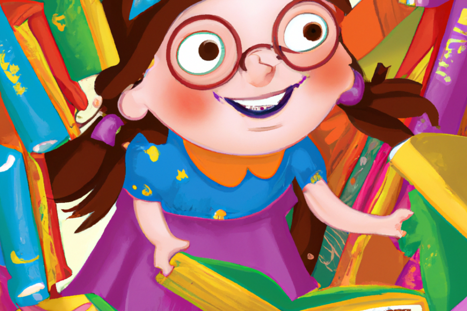 Matilda, the Adventure-Loving Bookworm, Discovers a Magical Treasure in a Colorful Storybook - Children's Storybook Illustration